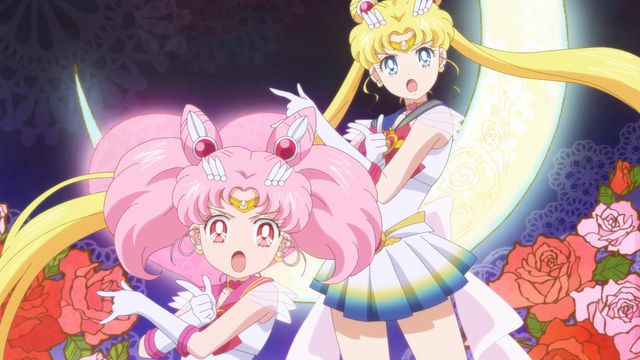 sailor moon and a smaller, pink-haired sailor