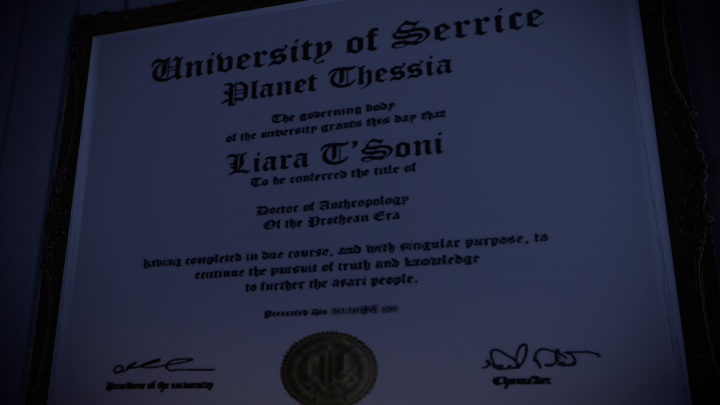 Mass Effect's Liara's Doctorate Degree
