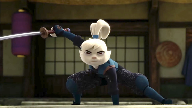 Yuichi Usagi, an anthropomorphic rabbit samurai, the hero of Samurai Rabbit: The Usagi Chronicles.